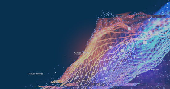 Stylized representation of a digital data landscape