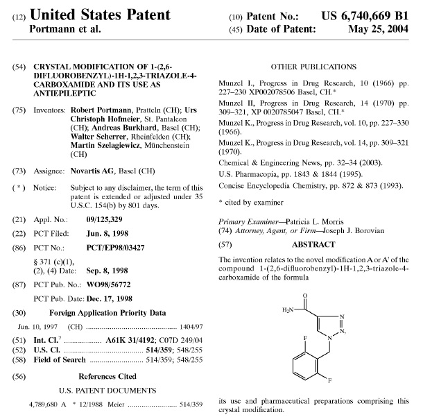 US-6740669-B1 - Example of PTA