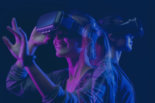 Woman using a Virtual Reality headset