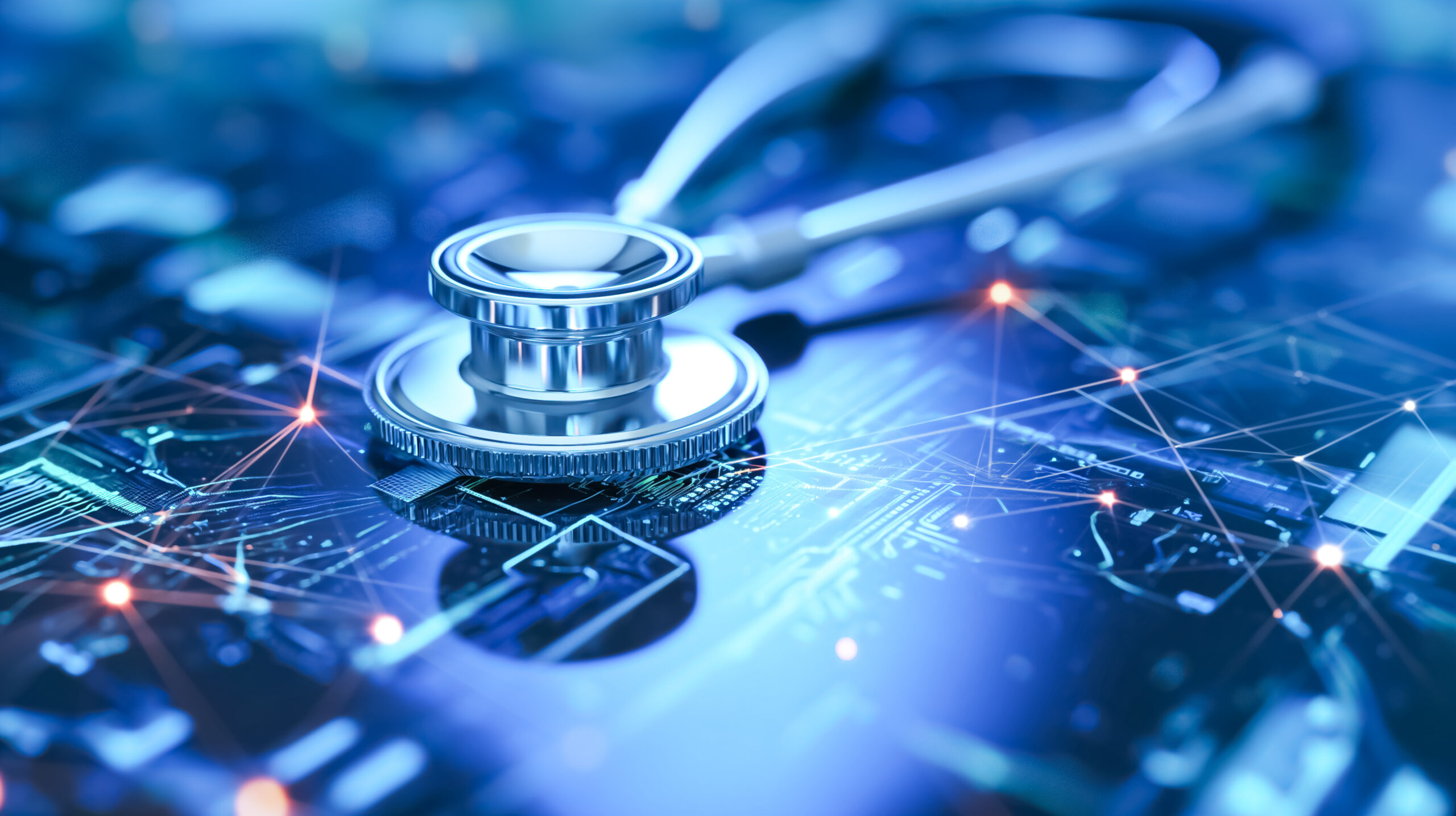 photo of stethoscope on a circuit board