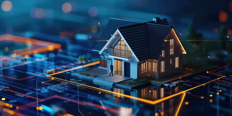 Investor is seen alongside a model house