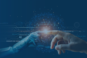 Fingers touching of a human and robot