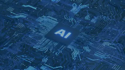 genai image of circuit board with AI letters on top