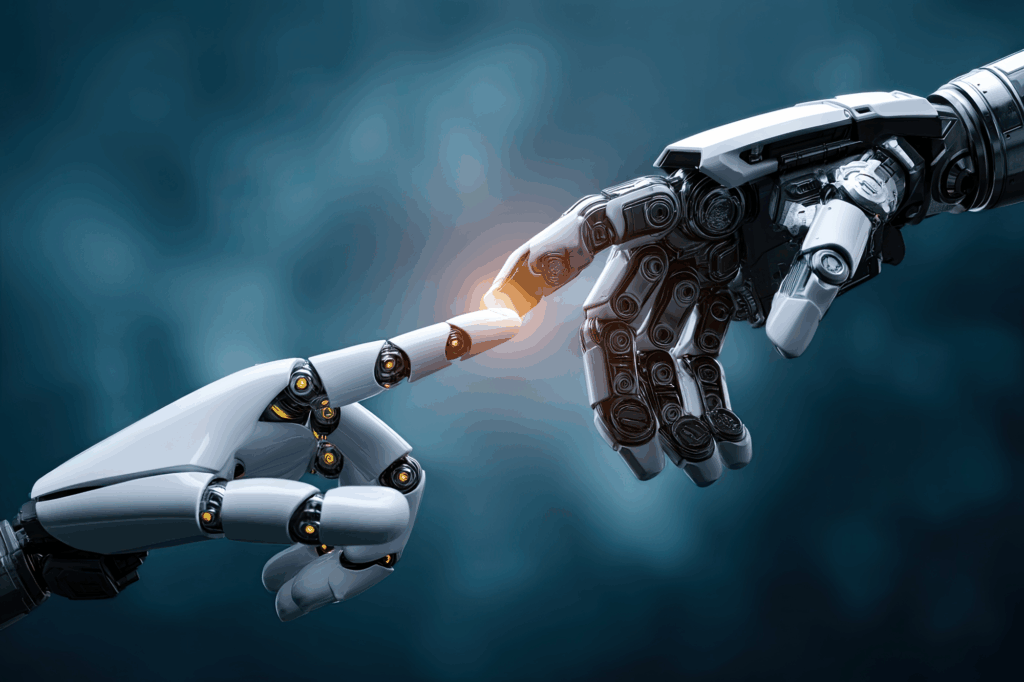 robots touching fingers