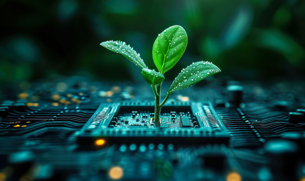seedling on circuit board