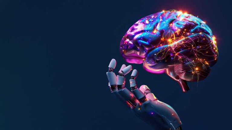 genAI brain and hand illustration